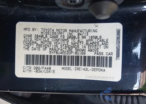 2013 Toyota Corolla L из США, поврежденный, VIN 5YFBU4EE2DP185169